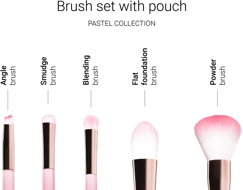 Notino Pastel Collection Brush Set With Pouch 2 Notino Pastel Collection Brush Set With Pouch – Image 2